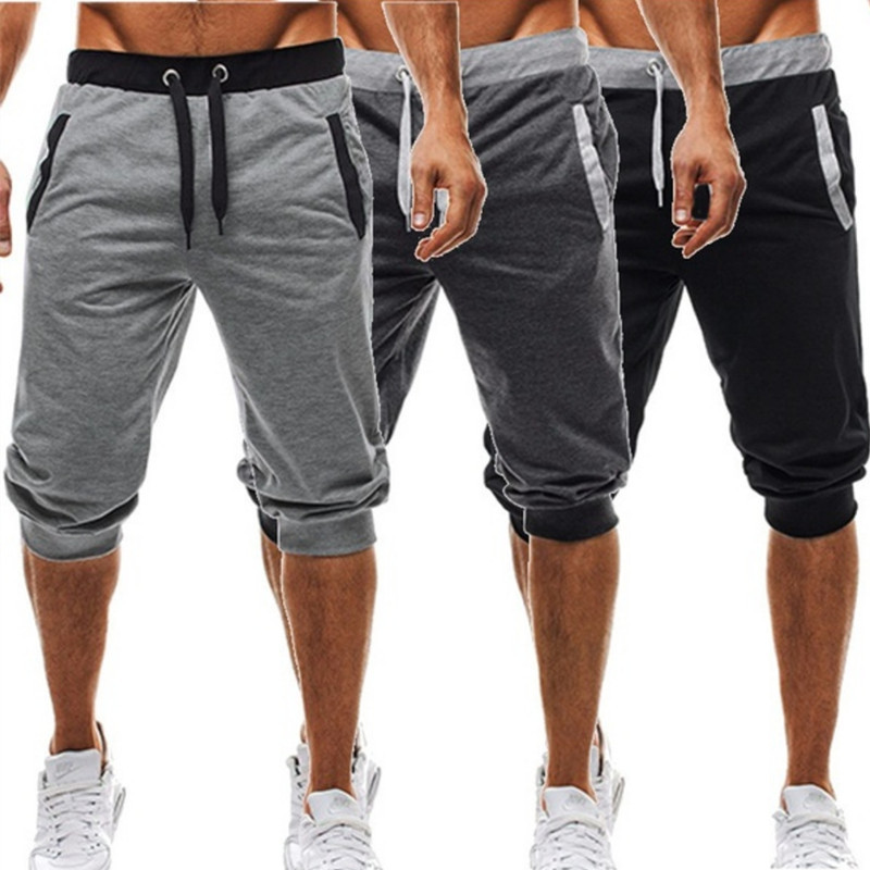 Summer men Leisure Men Knee Length Shorts Color Patchwork Joggers Short Sweatpants Trousers Men Bermuda Shorts