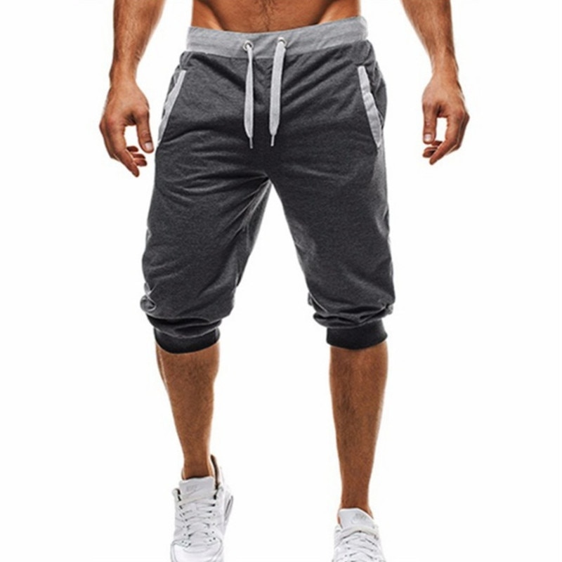 Summer men Leisure Men Knee Length Shorts Color Patchwork Joggers Short Sweatpants Trousers Men Bermuda Shorts