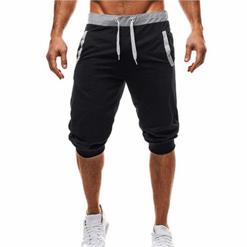 Summer men Leisure Men Knee Length Shorts Color Patchwork Joggers Short Sweatpants Trousers Men Bermuda Shorts