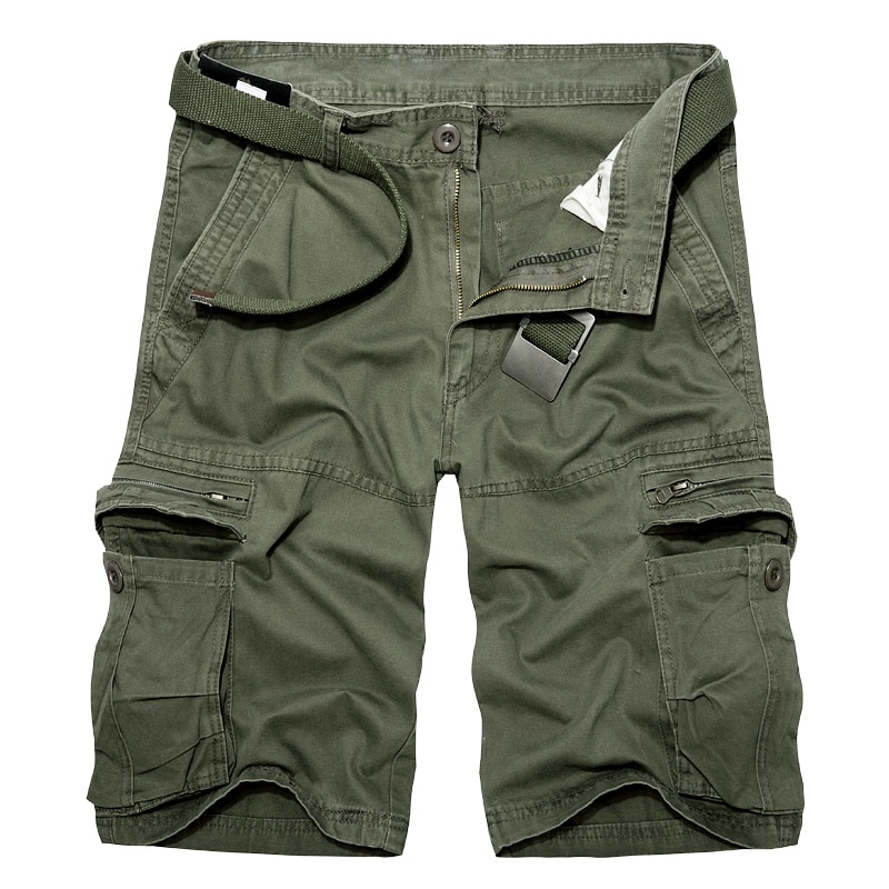 Mens Military Cargo Shorts Summer army green Cotton Shorts men Loose Multi-Pocket Shorts Homme Casual Bermuda Trousers 