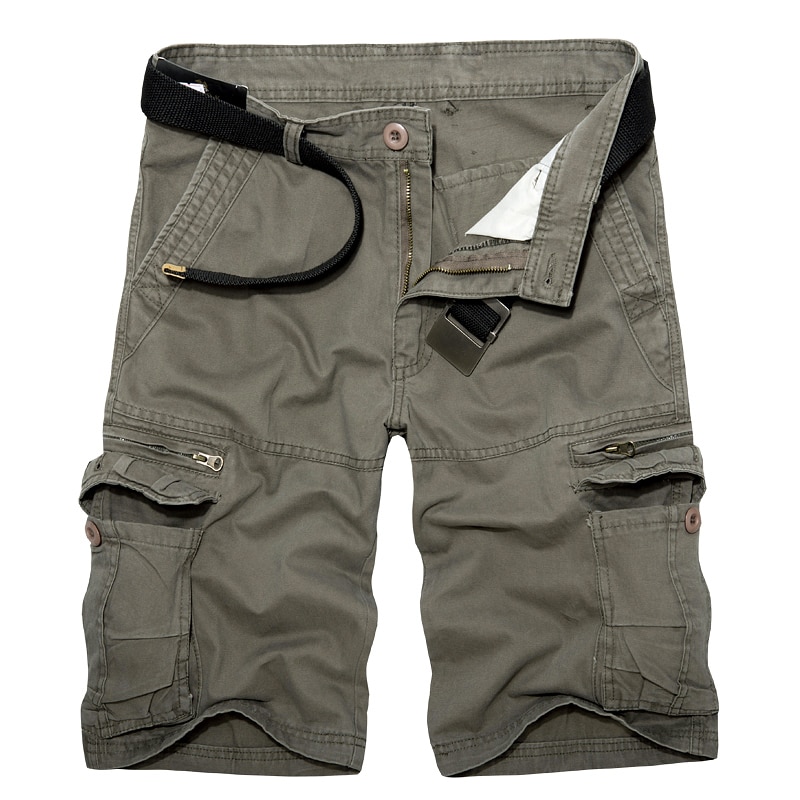 Mens Military Cargo Shorts Summer army green Cotton Shorts men Loose Multi-Pocket Shorts Homme Casual Bermuda Trousers 