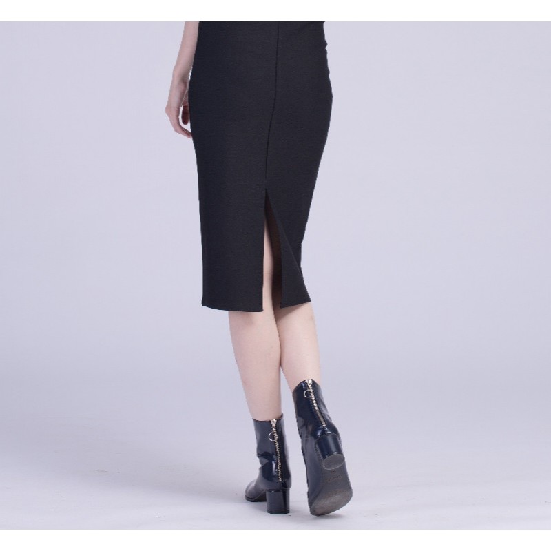 Office Lady High Waist Bow Detail Midi Skirts Sexy Middle Slit Back Pencil Skirt 2018 New Arrival All Matched OL Skirt