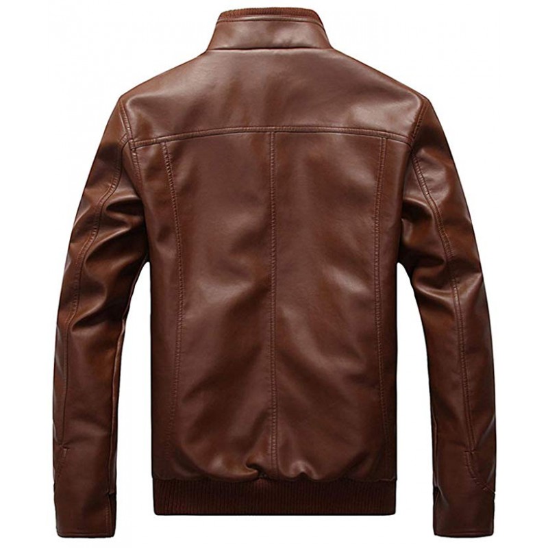 Men's Leisure PU Faux Leather Jacket Windbreaker Motor Jacket