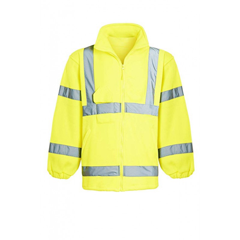 Mens Fleece Full Zip Warm 2 Side Reflective Workwear Comfortable Casual Sweat Jacket