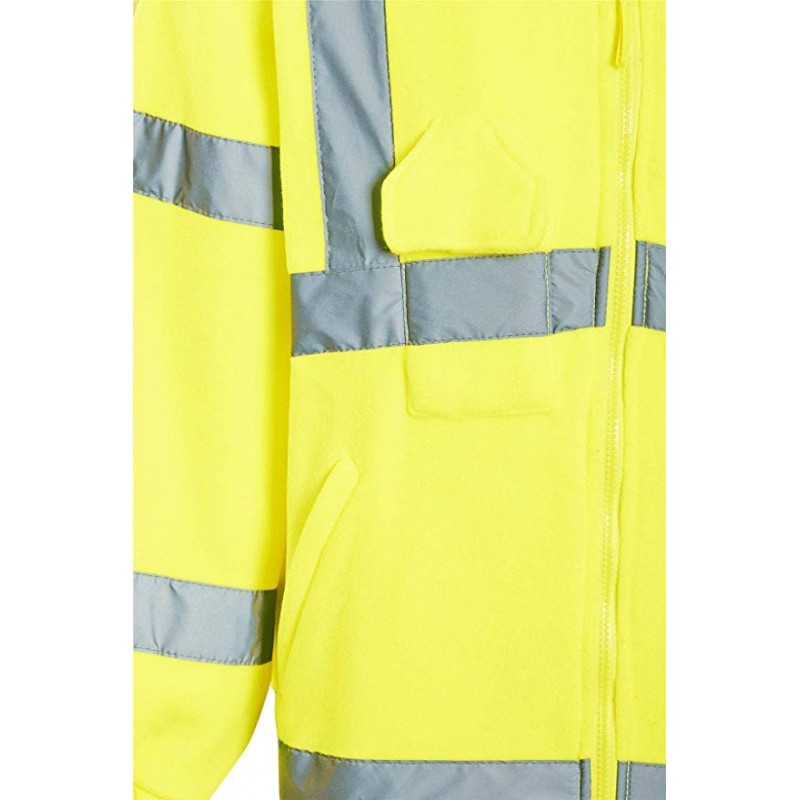 Mens Fleece Full Zip Warm 2 Side Reflective Workwear Comfortable Casual Sweat Jacket