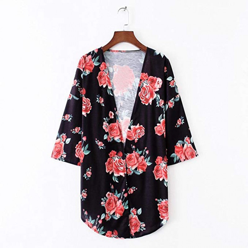 Womens Print Bohemian Elegant Cardigan Ladies Long Kimono Oversized Shawl Blouse Slim Fit Tops