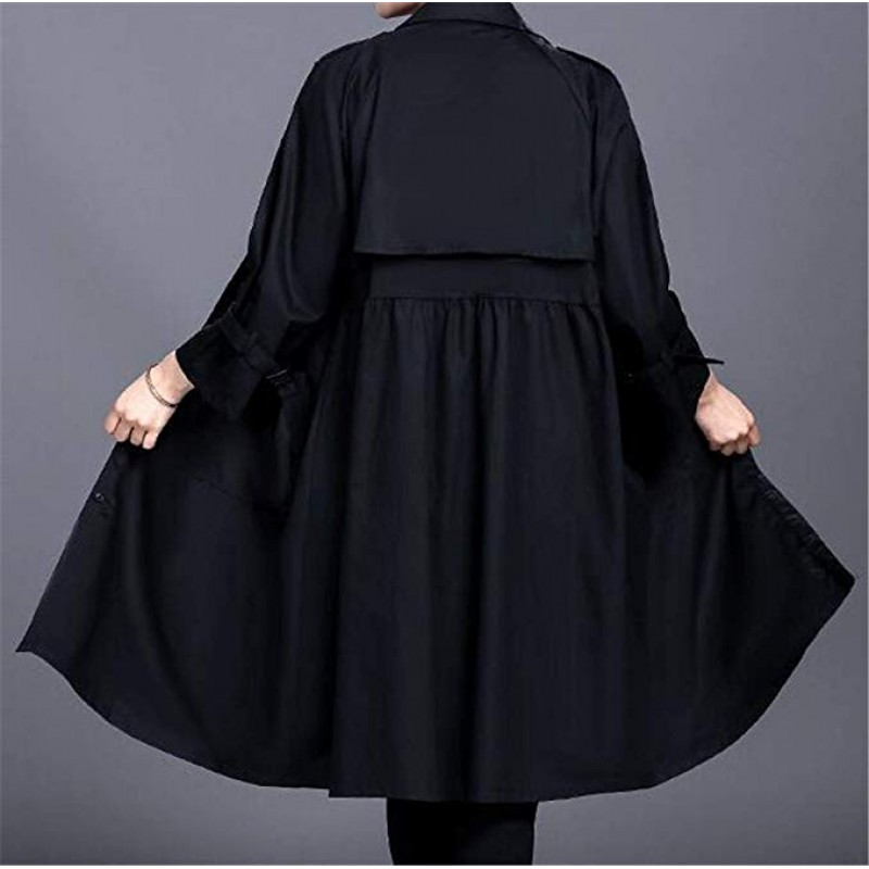 Women Loose Fit Button Spread Collar Solid Plus Size Lightweight Raincoat