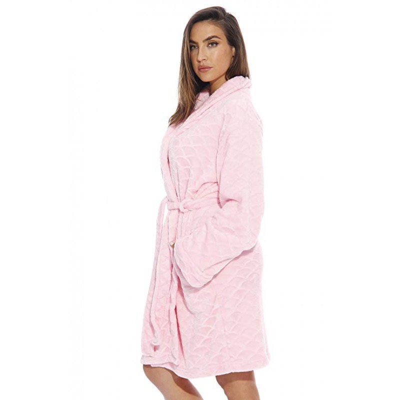 Scalloped Texture Bath Robes for Women
