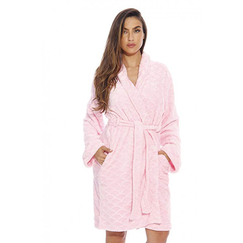 Scalloped Texture Bath Robes for Women