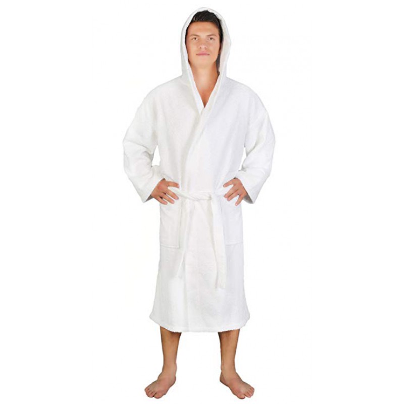 Men's Classic Hooded Bathrobe Turkish Cotton Terry Cloth Robe