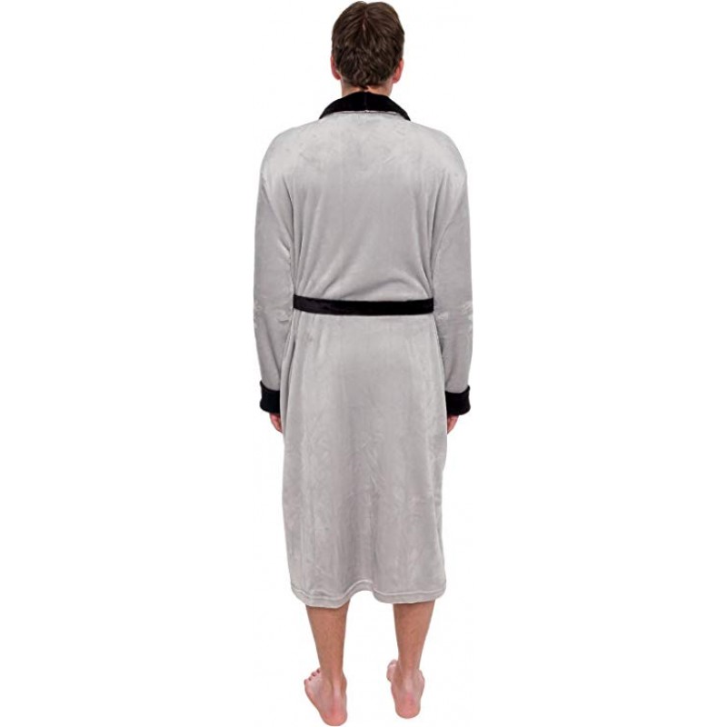 Mens Plush Shawl Collar Kimono Bathrobe Robe